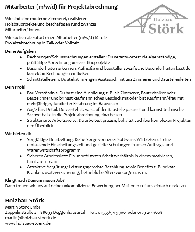 Stellenanzeige 92026